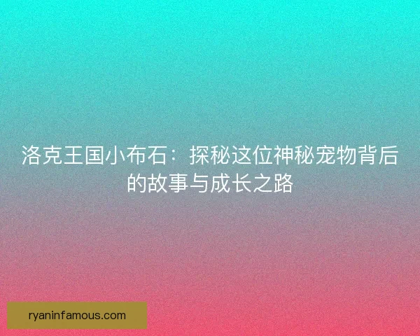 洛克王国小布石：探秘这位神秘宠物背后的故事与成长之路