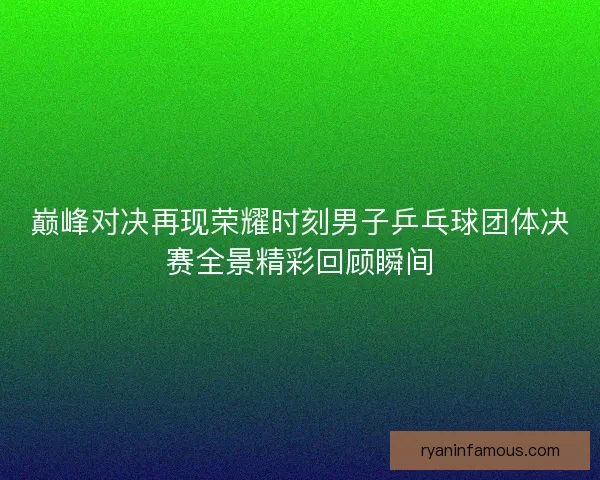 巅峰对决再现荣耀时刻男子乒乓球团体决赛全景精彩回顾瞬间